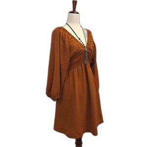 Beautiful Burnt Sienna Peasant Style Dress Size Small